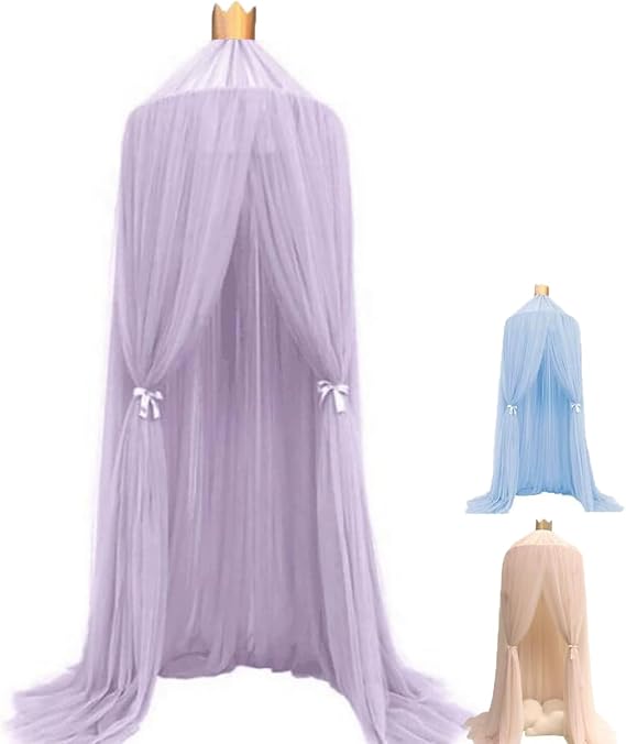 ESUPPORT Dome Princess Bed Canopy Round Lace Mosquito Net Play Tent Hanging House Decoration Netting Curtains for Indoor Outdoor