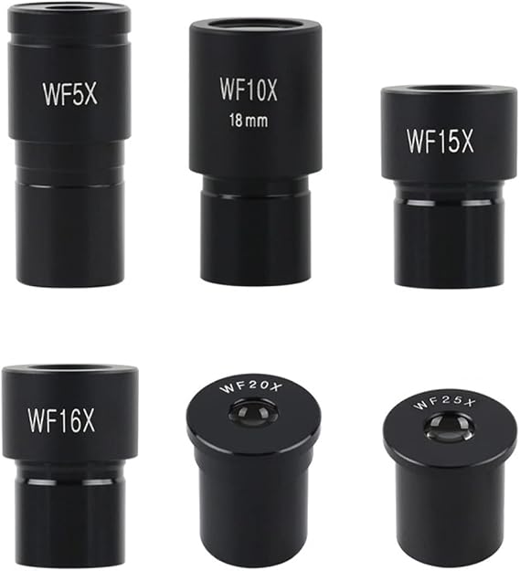 Microscope 1 pcs Biological Microscope Eyepieces WF5X WF10X WF16X WF20X WF25X WF30X Accessory Wide Field Wide Angle Lens 23.2mm Diameter(1pcs WF5x)