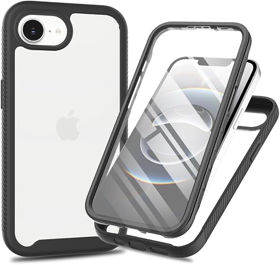 for iPhone 17e/iPhone 16e Case with Screen Protector, Black