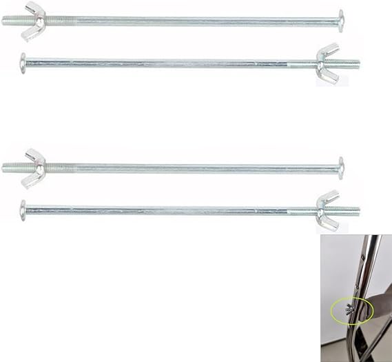 4 Pack Crutches Handle Bolt Mount Replacement 5.5'' Metal Rod with Adjustable Screw Nut for Underarm Crutch Hand Grip Medical Walking Aid Cane Adult Senior