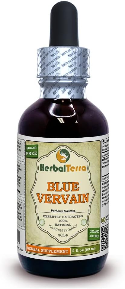 Herbal Terra LLC Blue Vervain (Verbena hastata) Tincture, Dried Above-Ground Parts Liquid Extract 2 oz