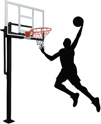 PioneerWorks Basketball Hoop Outdoor In Ground, 55 Shatterproof Quick Adjustable 8-10ft Basketball Hoop Inground with Tempered Glass Backboard