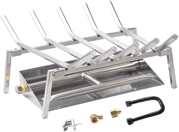 Skyflame 18-inch Fireplace Log Grate with Dual Burner Pan