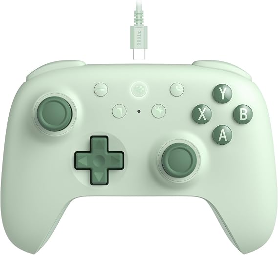 8BitDo Ultimate 2C Windows PC および Android 用有線コントローラー。1000Hz ポーリング レート、ホール効果ジョイスティックとホール トリガー、再マッピング可能な L4/R4 バンパーを搭載 Green