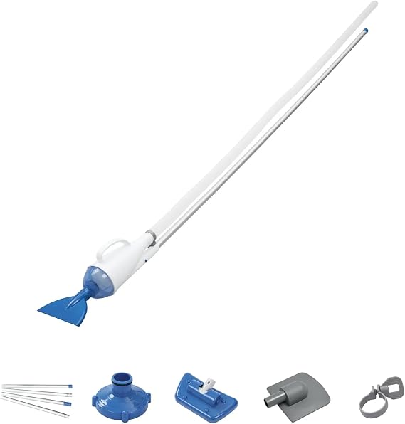 Bestway Flowclear Manual Spa & Pool Vacuum | Includes 3 Adapters | Removes Grime & Debris from Pool Lining, Blue, One Size (BW58212)