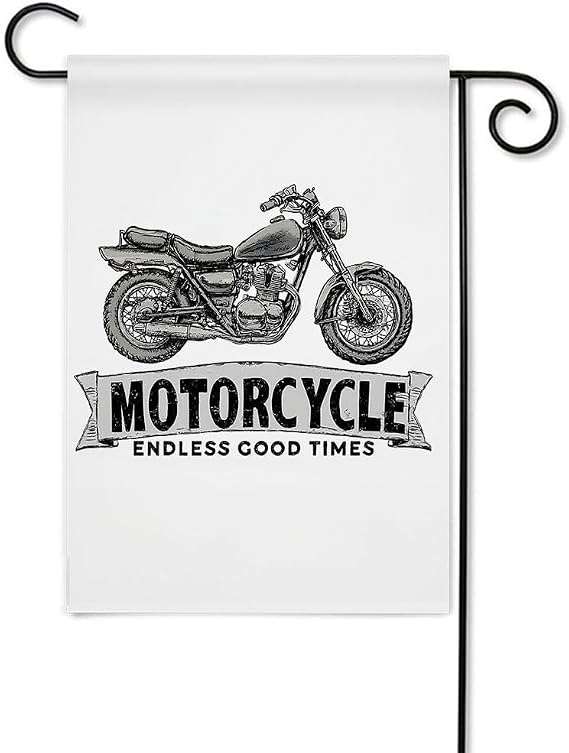 Moslion Motorcycle Garden Flags Double Sided Cool Motorbike Endless Good Times Word Portrait Yard Flag 12.5x18 Inch Burlap Banners Home Decorative Outdoor Villa
