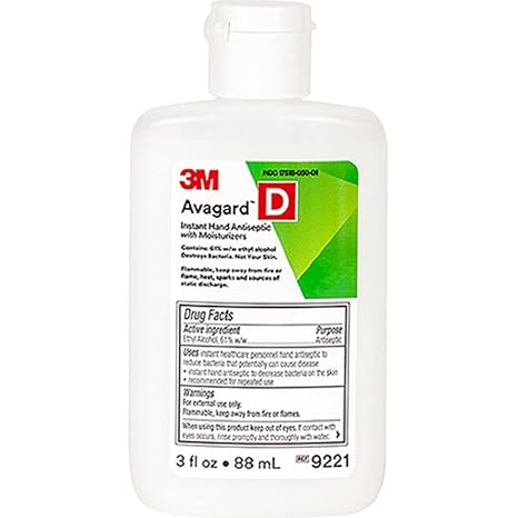 3MTM AvagardTM D Instant Hand Antiseptic with Moisturizers (61% w/w ethyl alcohol) 9221, 3 oz, 48/Case