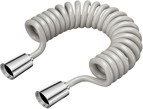 Telescopic Shower Hose, 2-7m Extendable Spiral Spring Hose For Toilet Bidet Spray, Leak-Proof PU Water Inlet Pipe With Sealing Gasket, High Flow Flexible Bathroom Fixture(2m)