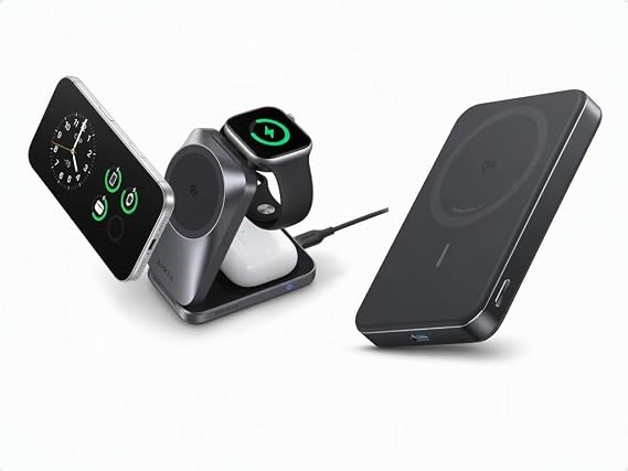 Anker Prime 3-in-1 Wireless Charging Station & MagGo Power Bank, Ultra-Slim 10,000mAh
