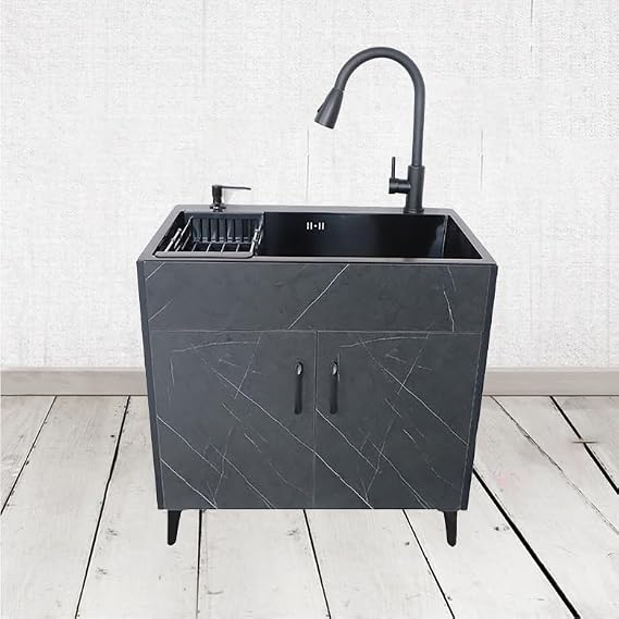 Utility sink with cabinet, laundry room sink cabinet, kitchen sink cabinet Laundry and utility room sink with pull-out faucet, suitable for utility room, kitchen, laundry room, outdoor, etc. ( Color :