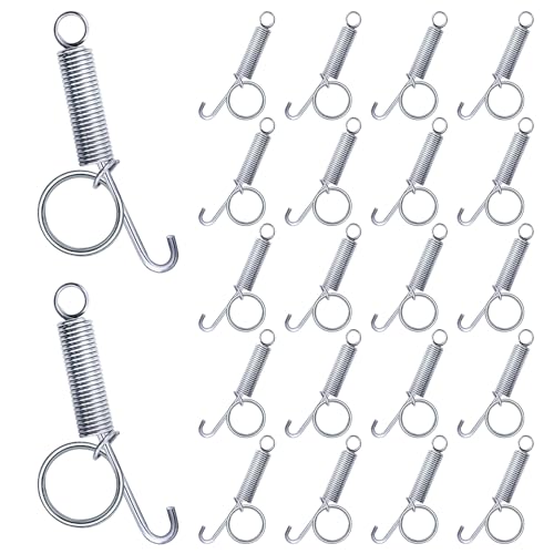 24pcs Silver Metal Finger Spring Hook Lock Spring Latch for Stabilized Bird,Cat, Hamster, Rabbit,Dog,Parrot,Hedgehog Pet Wire Cage Door Silver