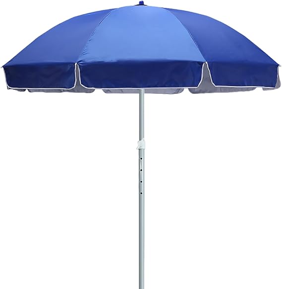 Outdoor Umbrella 8ft Market Table Umbrella Patio Umbrella 8.5ft, Round Garden Parasol with Adjustable Height, Portable Anti-UV Sunshade Umbrella for Yard, Deck