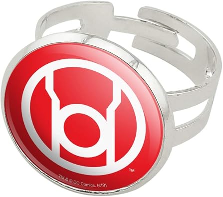 GRAPHICS & MORE Green Lantern Blackest Night Red Lantern Logo Silver Plated Adjustable Novelty Ring