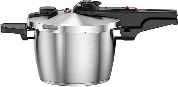 4-6 Quart Pressure Canner & Cooke - Stainless Steel Pressure Cooker, Secure locking System, One Hand System, Faster Cooking and Safety Pressure Release,5L(6L)
