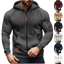 Full Zip Up Hoodie Men Drawstring Hooded Fleece Jacket Casual Long Sleeve Pullover Sweatshirts with Zip Pockets