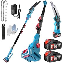 Cordless Pole Saw & Mini Chainsaw 2-IN-1, 21V 4.0Ah Battery Powered 6 Inch Brushless Electric Rotatable Pole Saw, 15-Foot Max Reach & Multi-Angle for Tree Branches Pruning#649