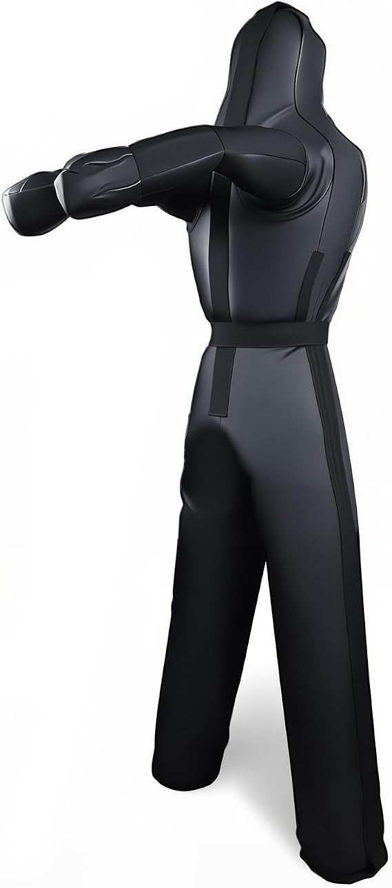 6FT Wrestling Dummy Grappling Dummy, Unfilled Hollow Design, Anti Burst Black Space Leather, MMA BJJ Training Equipment for Adults, Heavy Duty Martial Arts Practice Partner