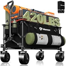 Hikemoon 150L Collapsible Wagons Carts Foldable, 420LBS Heavy Duty Folding Beach Cart with Big All-Terrain Wheels, Portable Utility Wagon for Grocery, Shopping, Garden, Sports, Camping, Black