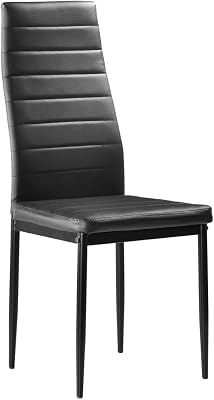Set of 6 PU Leather Dining Chairs, High Back Dining Room Chairs wSteel Frame, Easy for Cleaning, Perfect for Home Kitchen Furniture Black