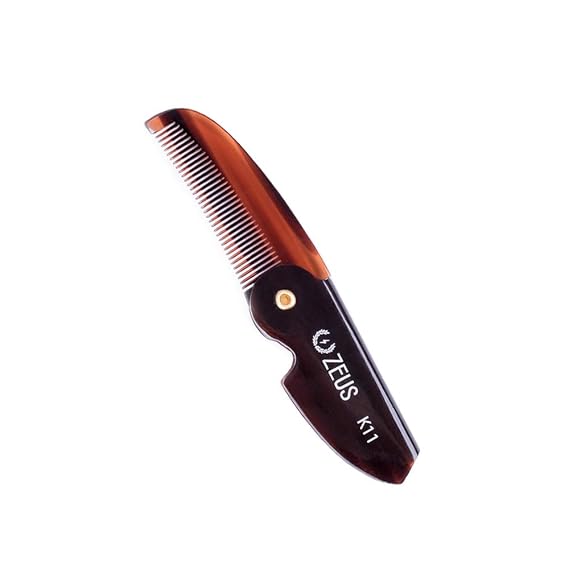 ZEUS Folding Mustache Comb for Men, Handmade Pocket Comb (Traditional) | Crafted to Tame Stray Hairs, Improve Precision, Reduce Snags & Deliver Daily Grooming Control with PocketReady Design (K11)
