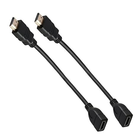 Pack of 2 HDMI Extension Short 30 cm 4K HDMI Adapter Male to Female HDMI Cable Extension HDMI Extension Cable Support 3D UHD 2160p 60Hz for TV Stick PS5 Monitor Projector