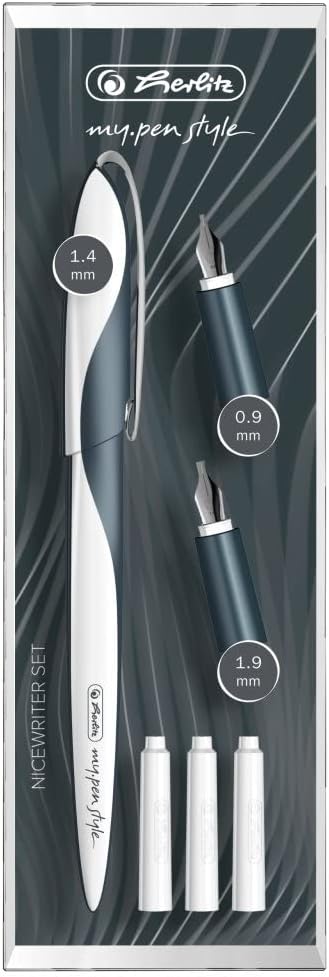 herlitz My Pen Style Nicewriter Set with Calligraphy Pen - Dark Shale