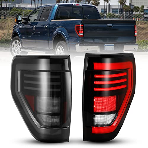 Winjet LED Taillight Assembly Fit For 2009-2014 Ford F-150 Styleside Model Full Led Taillight Replacement wSequential Turn SignalDRLBrakeReverse Light Black Matte Housing Smoked Lens