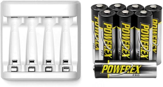 Powerex PRO AA Rechargeable Batteries (2nd Gen) with MH-C401U USB Smart Charger 8-Pack NiMH High-Performance AA Batteries Bundle