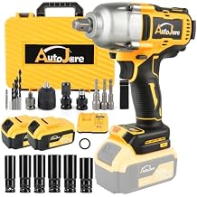 12 Cordless Impact Wrench 650 N.m 479 Ft-Lbs Brushless Electric Impact Wrench 3 In 1 Power Impact Wrenches with 2 x 4.0Ah Battery, 6 Sockets, 5 Drill, 3 Screw, Fast Charger