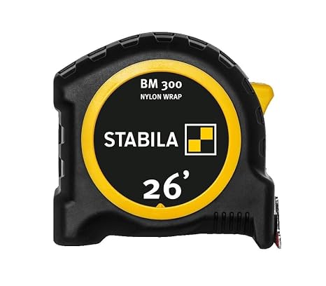 STABILA BM 300 Pocket Tape Measure, Inch Scale, 26 ft, Cat. No. 30526