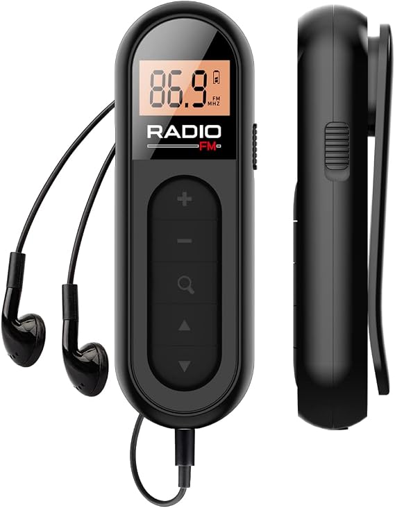 FM Radio, Rechargeable Portable Pocket Transistor Radio with Best Reception,LCD Digital Tuning with Backlight, Stereo Sound, Belt Clip for Jogging,Walking