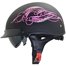 Vega Warrior Motorcycle Half Helmet with Sunshield/Adjustable Size Dial DOT Half Face Skull Cap for Bike Cruiser Chopper Moped Scooter ATV