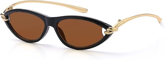 Cat Eye Sunglasses for Women Chic Retro Oval 90s Sunnies Lightweight Small Shades Trendy UV protection Sun Glasses