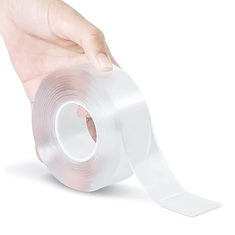 Double Sided Tape Heavy Duty,Reusable Strong Sticky Wall Tape Strips Transparent Tape Poster Carpet Tape for Paste Items,Household (9.85FT) smj-ll-221