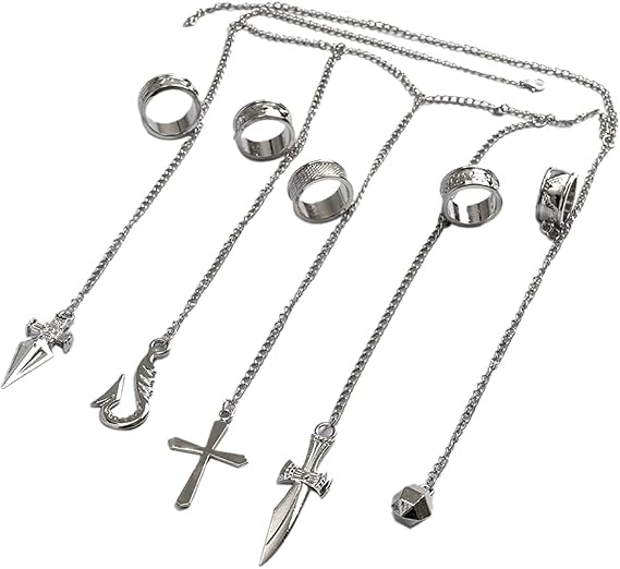 HXH Kurapika Chains Kurapika Cosplay Judgement Hand Chain Bracelet Anime Jewelry with Ring-Great Gift for Women Men