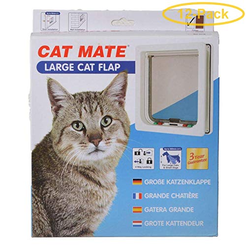 Cat Mate 4-Way Locking Self Lining Door-Large Cat Small Dog 9.5 H x 2.25 W x 11.4 D - Pack of 12