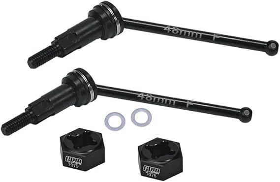 GPM 4140 Medium Carbon Steel Front CVD Drive Shafts with Aluminum 7075 Wheel Hex for ARRMA 1/18 Granite Grom Mega 380 ARA2102 1/18 Typhon Grom ARA2106 (Black)