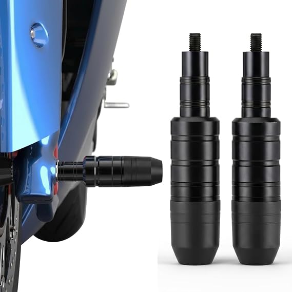 2PCS Motorcycle Frame Sliders for Yamaha Zuma 125 2009-2024, CNC Aluminum Crash Protectors, Anti-Fall Engine Frame Guard, Scratch Protection Accessories,A Black