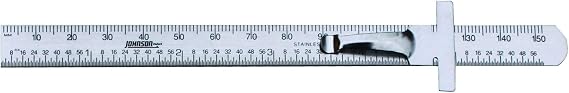 Johnson Level & Tool 7203 Stainless Steel Metric Pocket Clip Rule, 6", Silver, 1 Ruler