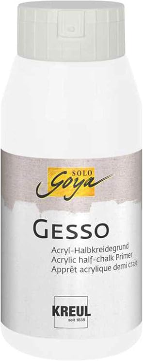 Kreul Solo Goya Gesso White 750 ml Primer for Painting Substrates Acrylic Semi-Chalk Base Waterproof and Good Opaque
