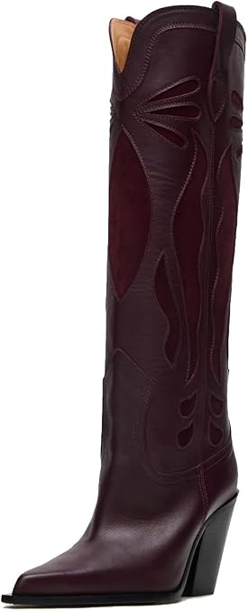 Boots for Women Knee High, Fashionable and Elegant Chunky High Heels with Pointed Toes