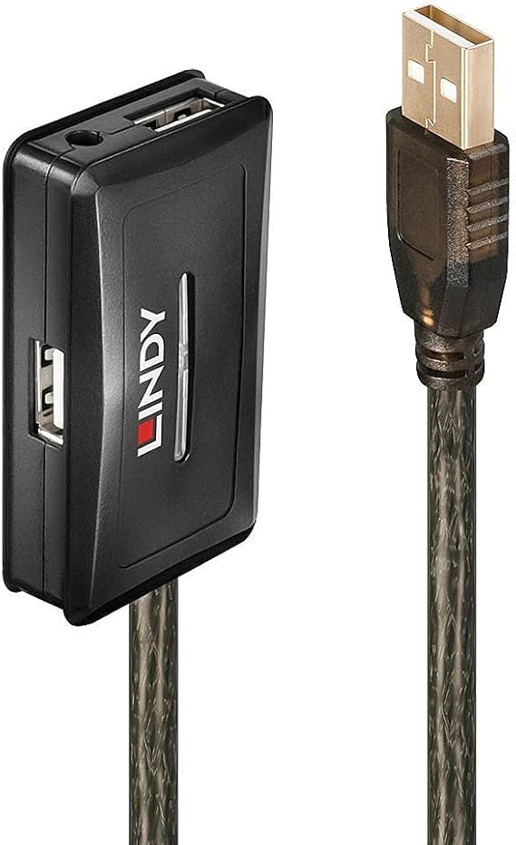 Lindy Active USB 2.0 Extension Cable with Hub, 10 m