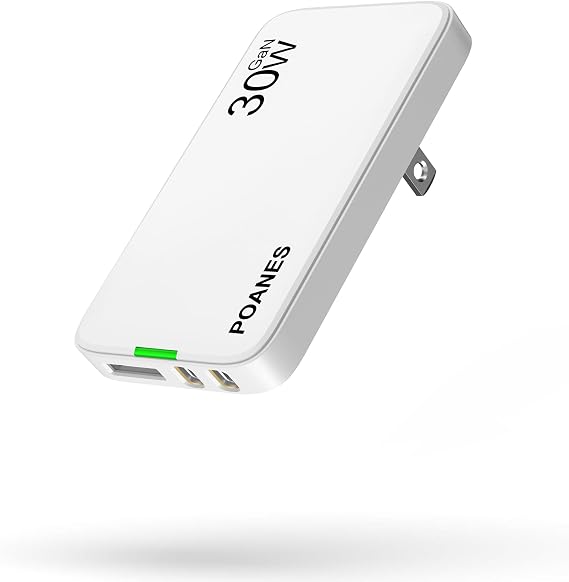 3-Port Flat USB C Wall Charger, 30W Max Type-C Fast Charging Block