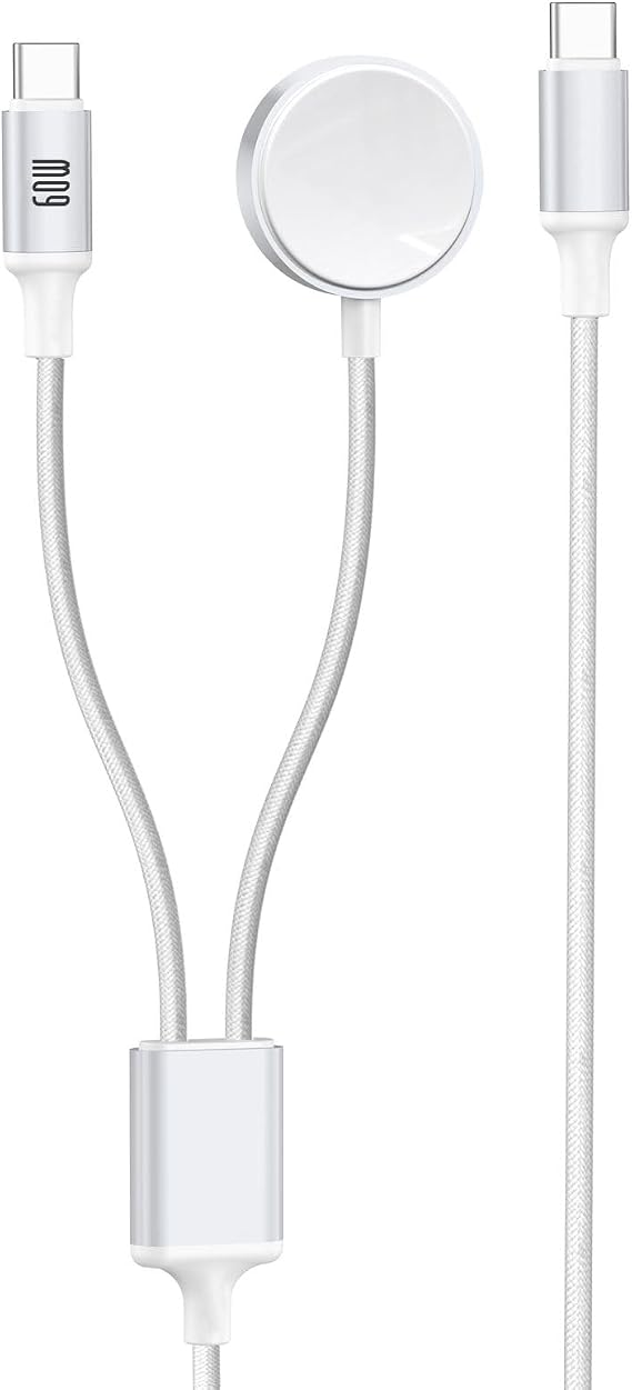 Coverzone 60W PD Multi Functional Charging Cable 2in1 Universal Charging Cable Type-C to Type-C Tip 1.2 Meters Length Smart Watch Watch Watch Compatible U06C02