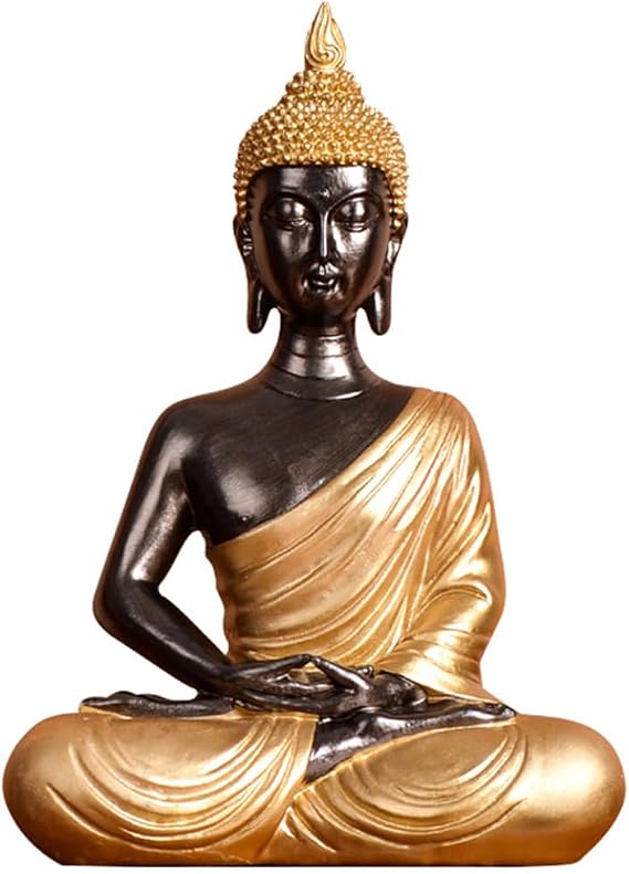 Gold Thai Buddha Garden Statue, 11" H Meditation Statues for Home Decor, Feng Shui Decoration Religious Figurine Office Desk/Home/Living Room/Table Decor, Perfect House Warming Gift