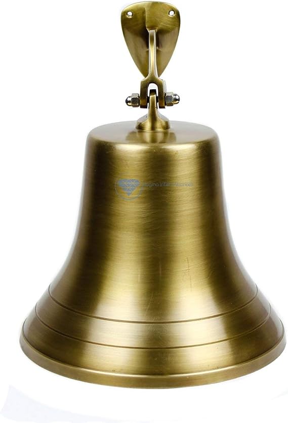 11" Solid Antique Brass Brushed Finished Polished Premium Nautical Boat's Bell | Maritime Navy Ship's Decor & Gifts | Nagina International