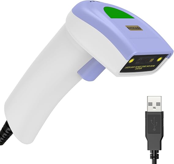 Symcode 2D Barcode Scanner USB Wired Virtual COM Handheld Automatic QR Data Matrix PDF417 Maxi IMB bar Codes Imager Global Shutter Computer Screen Scan for Windows Mac and Linux PC POS