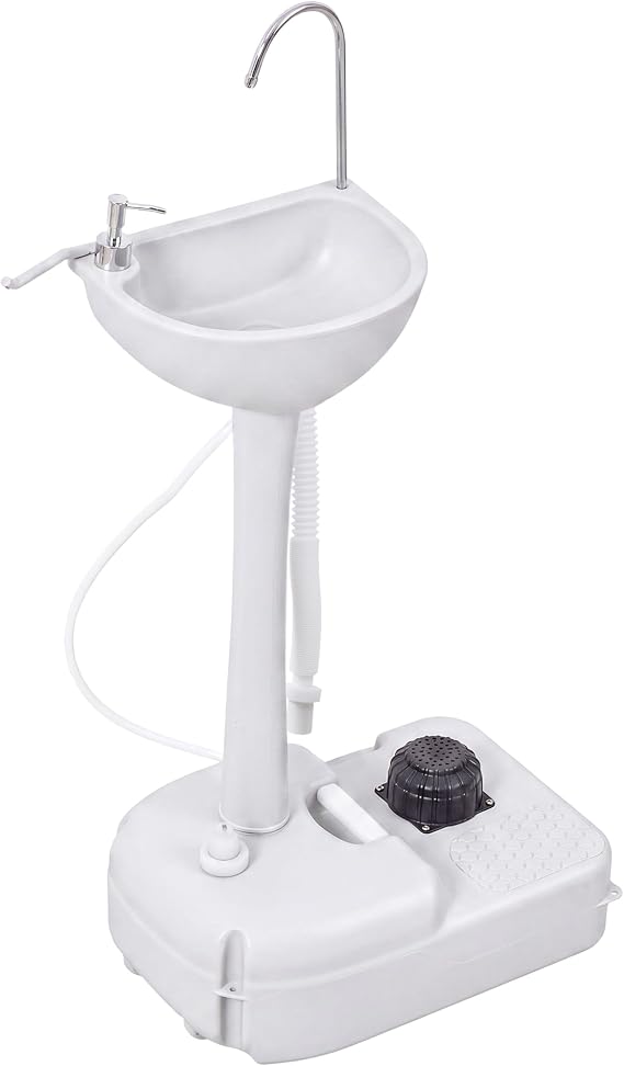 Outsunny Camping Sink 17L Portable Hand Wash Station with Towel Holder