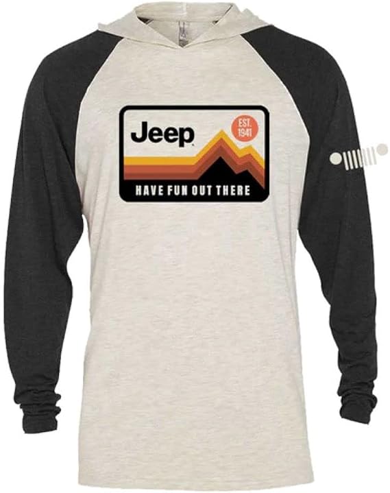 Jeep Men Have Fun out There Logo Raglan Triblend Long Sleeve T-shirt with front and back logos