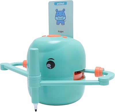 Drawing Robot, Interactive Educational Drawing Robot for Kids, Smart Drawing Learning Toy with 100 Word Cards, Painting Robot for Children Aged 5 and Above Green